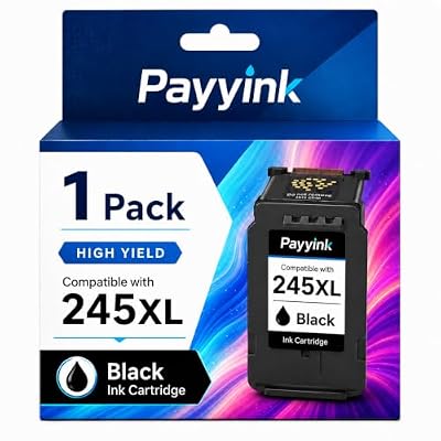 Payyink Replacement for 245XL (1-Pack, Black) Ink Cartridge Compatible for Canon 245 245XL Black Ink Cartridge Work with MX492 MX490 MG2920 MG2420 MG2520 TS3320 TS3322 Printer