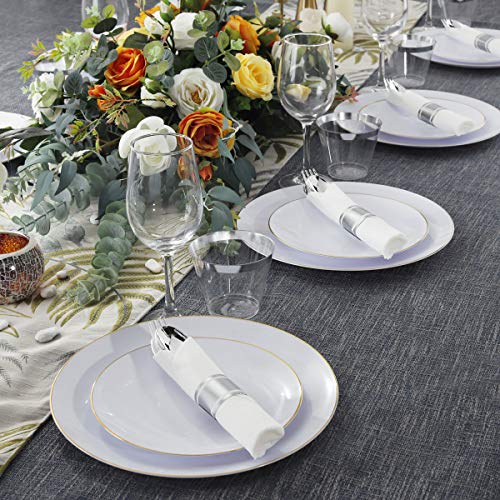 Supernal 60 Pack Silver Plastic Silverware,Pre Rolled Silverware,Premium Disposable Silver Cutlery,Suit for Wedding,Catering Event,Birthday,Party - Thumbnail 7