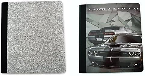 Silver Sparkle Challenger Car Composition Notebook Bundle: Set of 2, 100 sheet/200 page, 9-3/4" x 7-1/2" Wide Ruled Notebooks
