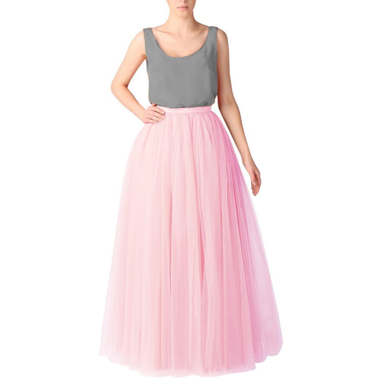 Cocila Jupe en Tulle Femme De Couleur Porcelaine pour Femmes Fille Danse Festival Vetement Jupon Court Tutu Deguisement Taille Elastique Costume Carnaval Princesse Robe Bouffante Plateau Adulte