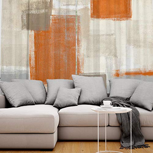 Fantasy Staring Thermal Insulated Blackout Curtain For Bed Room- Orange Brown Gray Paint Art Graffiti Darkening Blackout Curtain With Grommet, Set Of 2 Panels, 52" X 84" #TOP4