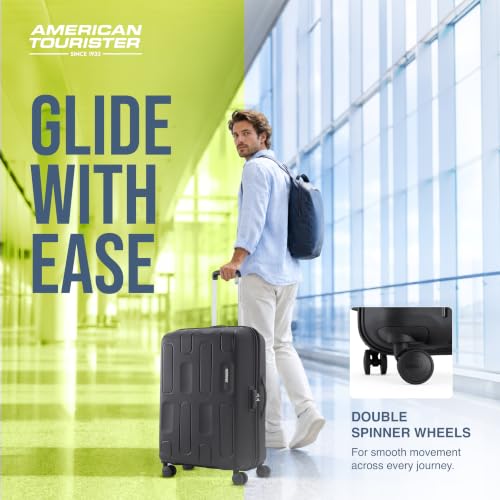Image of American Tourister Ivy 2.0|Medium Size Check-in Spinner Trolley Bag (68 cm)|360 8 Wheel Travel Luggage|Hard Case Polypropylene (PP) Suitcase|Combination Lock|Black