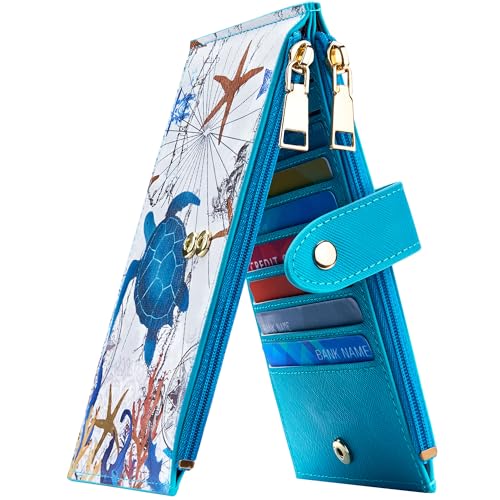 Travelambo RFID Wallet Women Large Size Bifold Multi Card Wallet Case with Zipper Pocke Credit Card Holder for Women