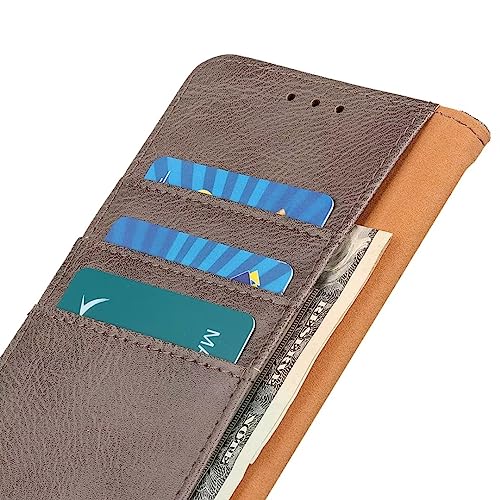 Coque Motorola Edge 50 Neo en simili-cuir texturé avec fentes cartes - Gris