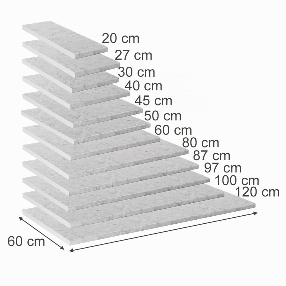 Vicco Plan de Travail Cuisine R-Line, Blanc/marbre, 40cm, adapté au Montage sur des Meubles Bas et des Plans de Travail