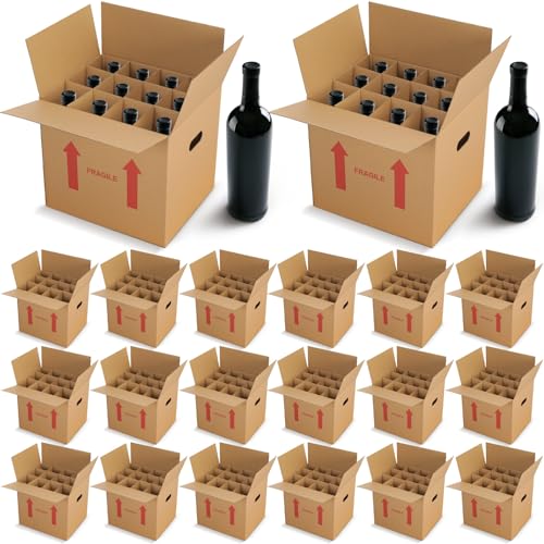 Image of Tatuo 20 Pack Wine Box for Moving, 12 Bottle, with Divider, 16 x 12 x 12 in