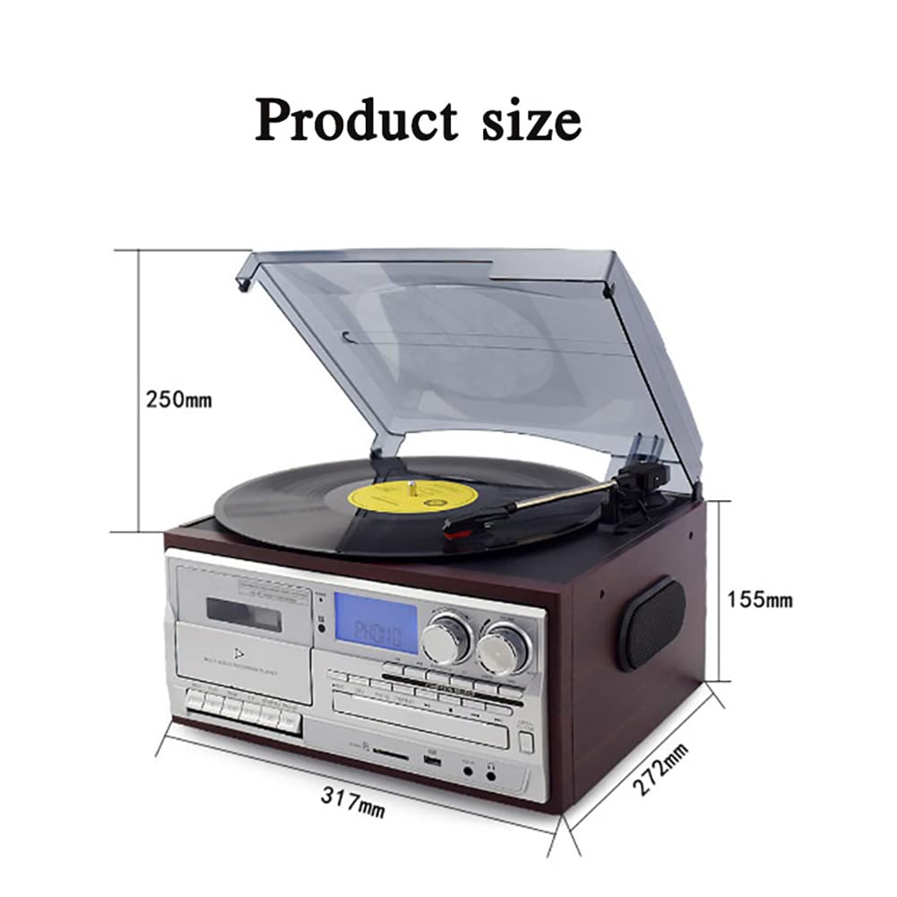 Gramofon winylowy z trzema prędkościami z USB/SD, pilot, gniazdo kasetowe, funkcja digitalizacji, odtwarzacz CD, radio, napęd pasowy