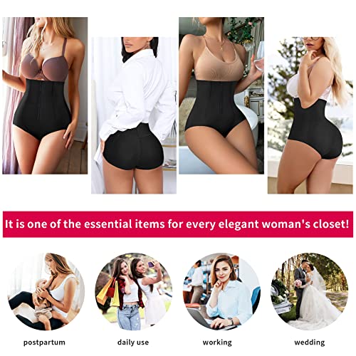 Gotoly Women Butt Lifter Shapewear Panties Waist Trainer Body Shaper Hi-Waist Double Tummy Control Slim Panty (Black, Medium) #TOP3