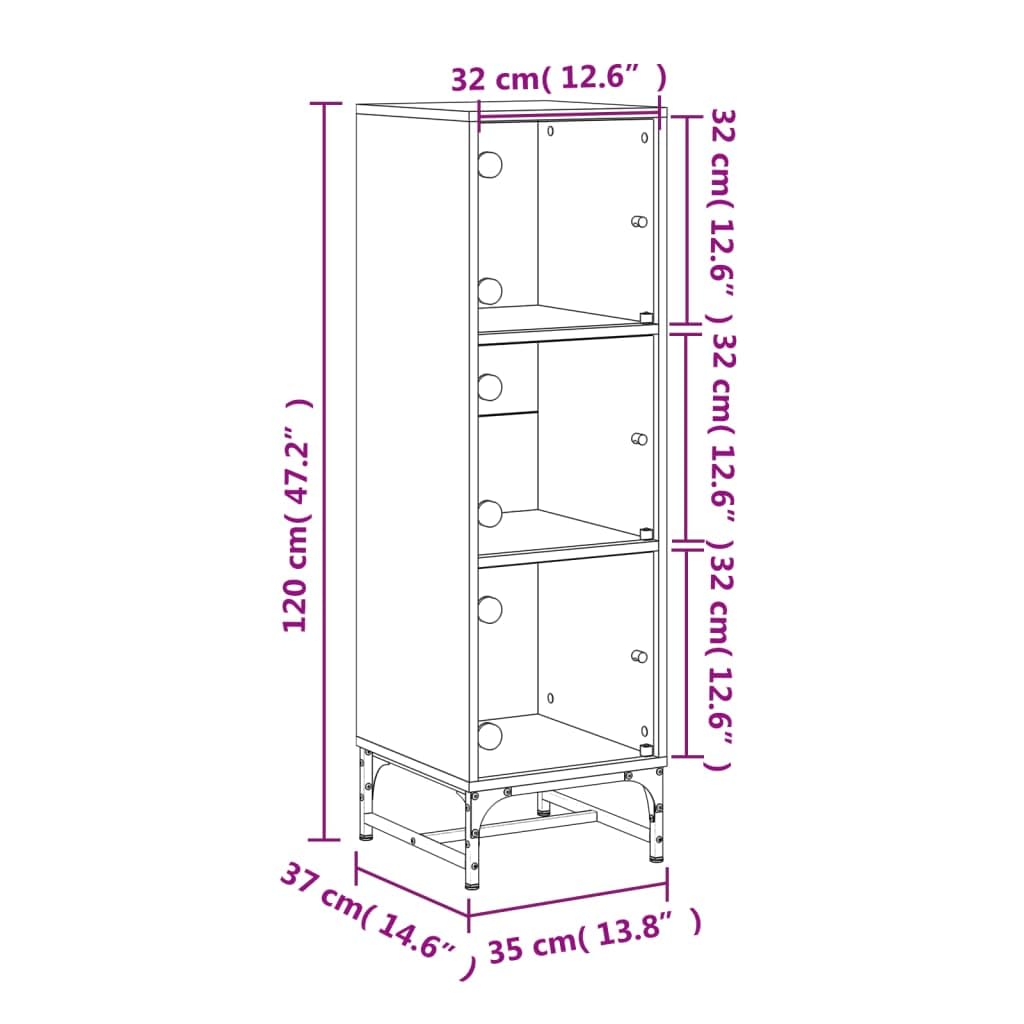 vidaXL Buffet avec Portes en Verre Blanc 35x37x120 cm
