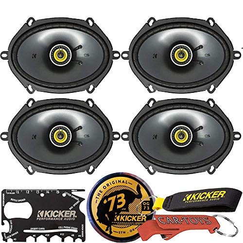 KICKER CS Series CSC68 6 x 8 Inch Car Audio System Coaxial Speakers (46CSC684) 4-Pack and Kicker Swag Bag Bundle. EVC Technology and Heavy Duty Motor-Magnet Structure for Powerful and Precise Audio