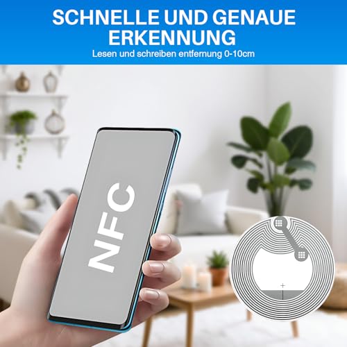 ALONK 70 Stück Nfc Tag Sticker, Ntag215 Nfc Tags 25mm Programmierbar 504 Byte Speicher und Wiederbeschreibbar für Alle Nfc-fähigen Handys und Geräte