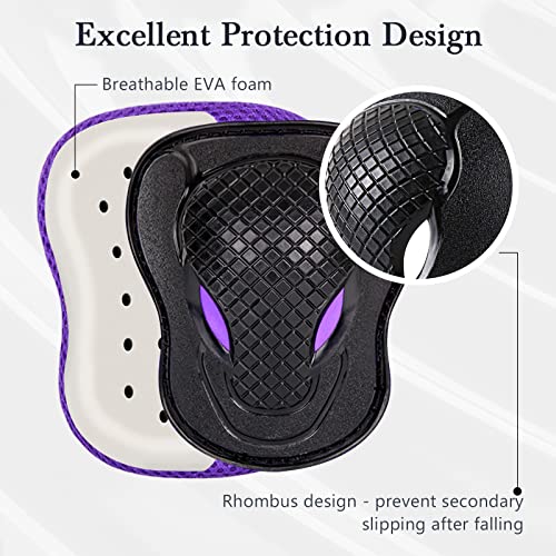 Aresko Kids/Youth Protective Gear Set, Kids Knee Pads And Elbow Pads Wrist Guard Protector 6 In 1 Protective Gear Set For Scooter, Skateboard, Bicycle, Inline Skating #TOP2