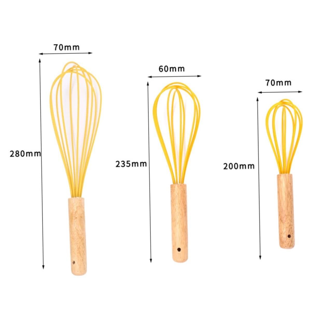 Schneebesen Rührbesen Manueller Schneebesen Mit Buchengriff, Heimküchenmixer, Creme-Teig-Backwerkzeug Handschneebesen(280x70mm)