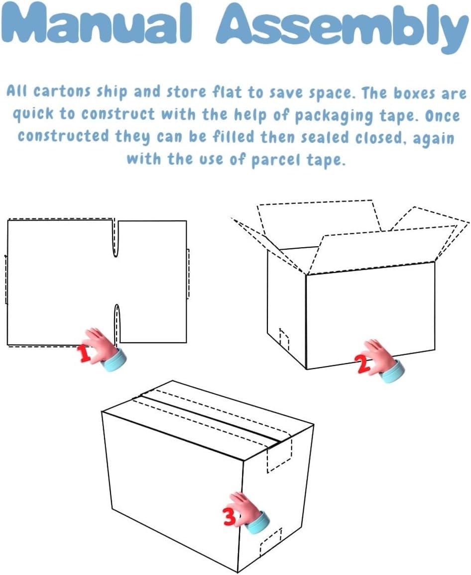 AviiSo Cajas de Carton Corrugado Cajas de envío blancas cuadradas para almacenamiento de libros, mudanzas, embalaje, Embalaje Envío por correo Almacenamiento de regalos, 3 paquetes (Size : 45x45x45cm