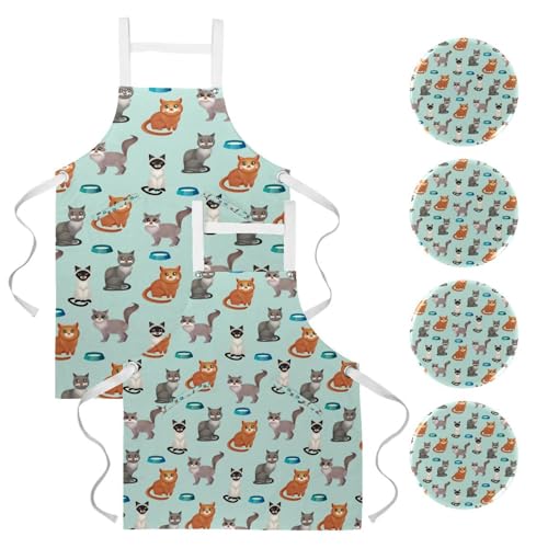 Tablier de cuisine pour pâtisserie et nettoyage de la maison motif chat