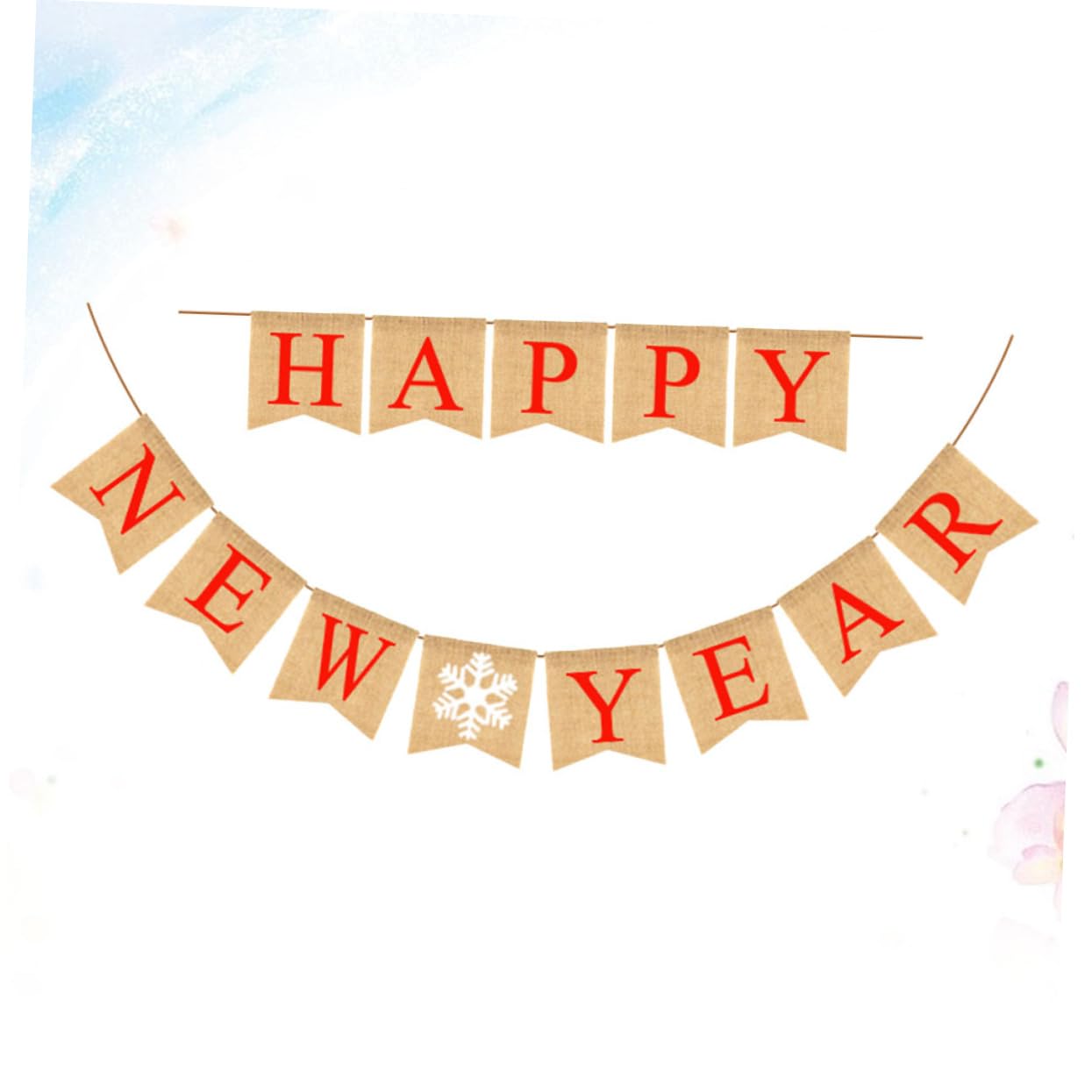 2pcs Vintage Garland New Year Party Garland Happy New Year Banner New Year Burlap Bunting Banner Flags Banner for New Year Party Hessian Burlap New Year Banner Retro Cloth - Image 3