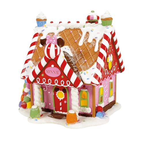 Department 56 Disney Village Minnie Mouse Peppermint Villa Lit Building, 6 Inch, Multicolor