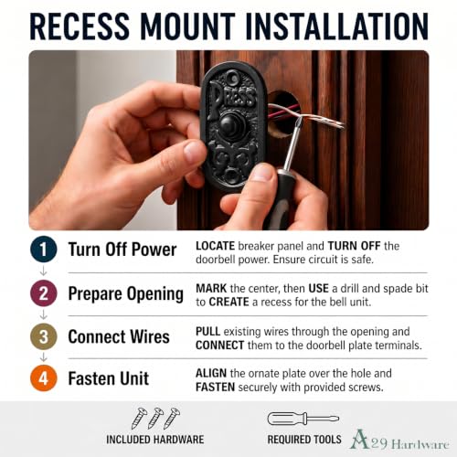 Timbre de hierro con cable A29 decorativo e instalación fácil para puertas 4