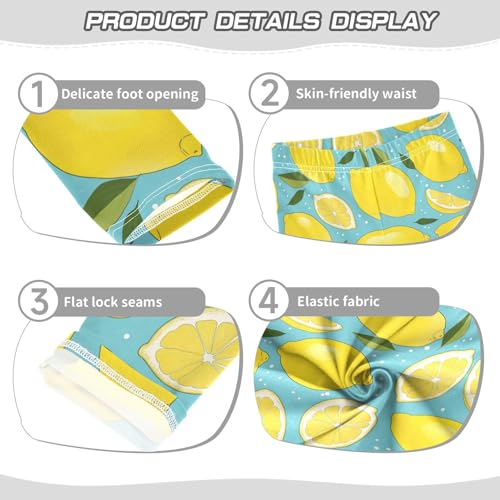 Lemon Girls' Leggings Toddler Doodles Slices Mint Kids Yoga Pants Dance Active Tights 4T3