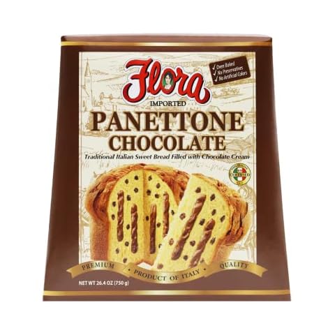 Flora Foods Panettone Chocolate Chip Traditional Italian Soft and Moist Sweet Bread Holiday Cake Cover