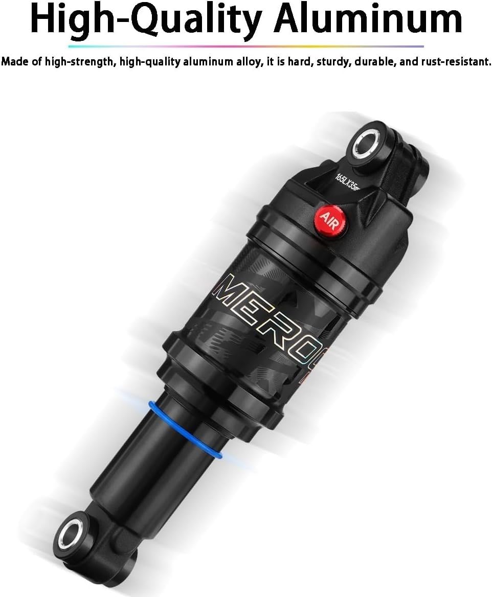 Amortiguador Trasero Aire para Bicicleta Montaña 125-210mm Suspensión Ajustable Aleación Aluminio Negro