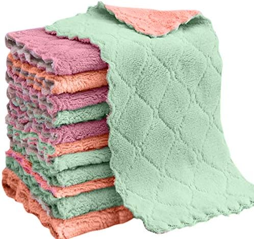 Microfiber Cleaning Cloth, 12-Pack 6"x10"Dish Towel, for All-Purpose, Assorted Colors, Strong Absorption Water and Remove Oil and Dust Kitchen Towels