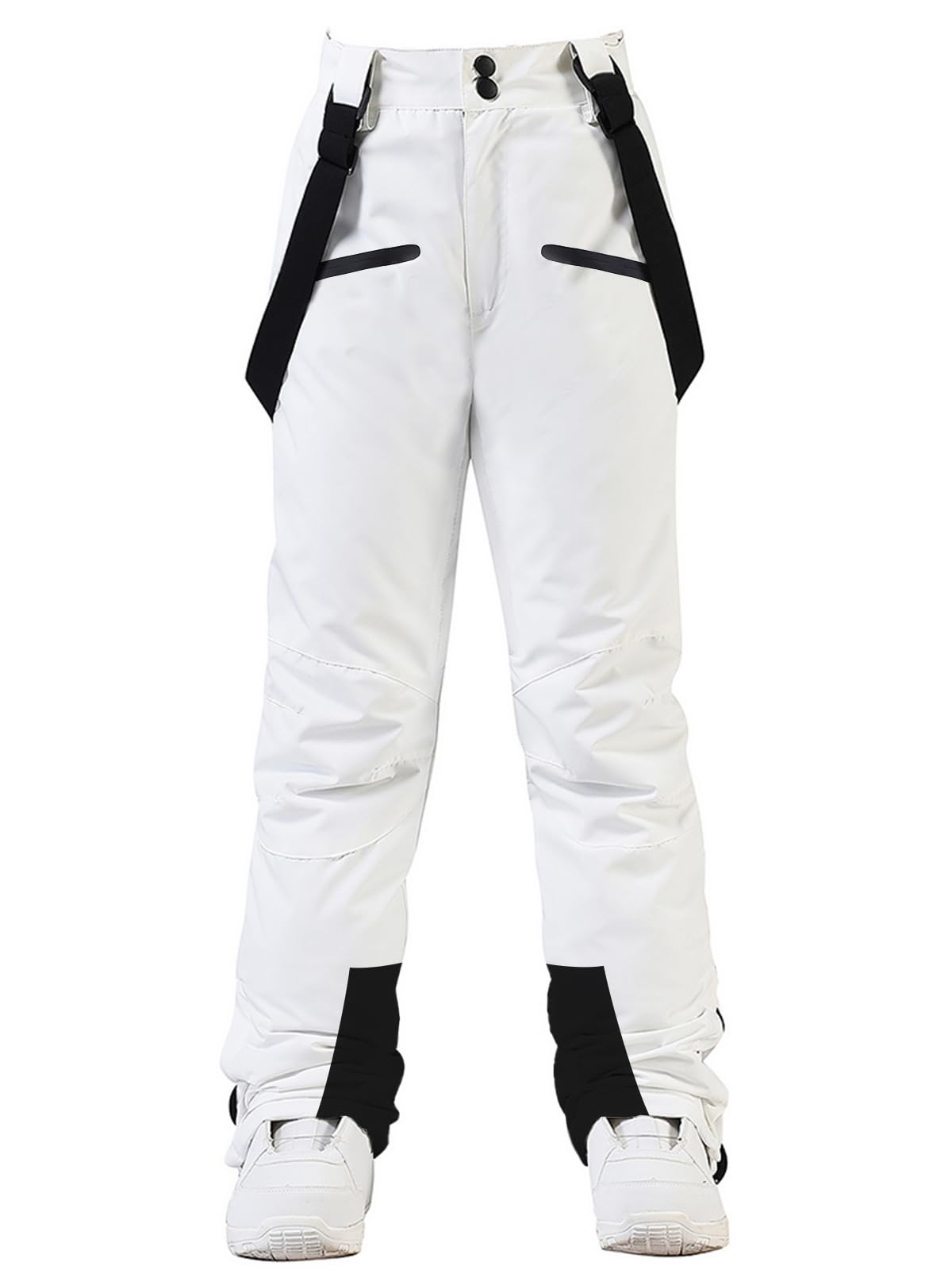HOUZONIY Skibroek voor dames, waterdicht, winddicht, snowboardbroek, baggy, winterbroek, gevoerde softshellbroek, winter, thermische broek, wandelbroek, zwart, L