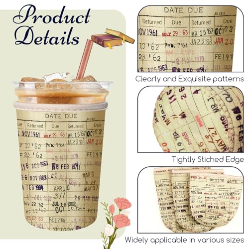 Image of Qinyoung 3 Pack Book Lovers Gifts Bookish Cup Sleeves,Due Date Card