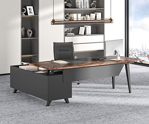 Tribesigns 70.8“ Executive Desk with File Cabinet, Extra Large L-Shaped Office Desk Home Office Furniture with Storage Shelves, Computer Desk Business Furniture Set for Home Office, Reversible Design Tribesigns 70.8“ Executive Desk with File Cabinet, Extra Large L-Shaped Office Desk Home Office Furniture with Storage Shelves, Computer Desk Business Furniture Set for Home Office, Reversible Design
