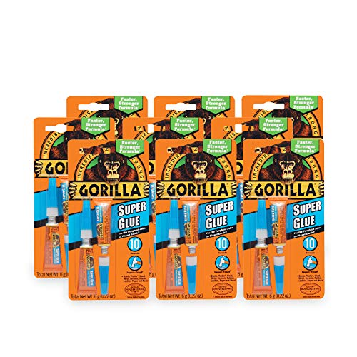 Gorilla Super Glue, Two 3 Gram Tubes, Clear, (Pack of 9)