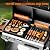 Bonnlo Propane Flat Top Griddle and Charcoal Grill Combo with Lid, Powerful 12,000 BTU Grills with Side Shelves & Foldable Legs, 4 Burners Grill with Movable Wheels for Outdoor BBQ Camping Use