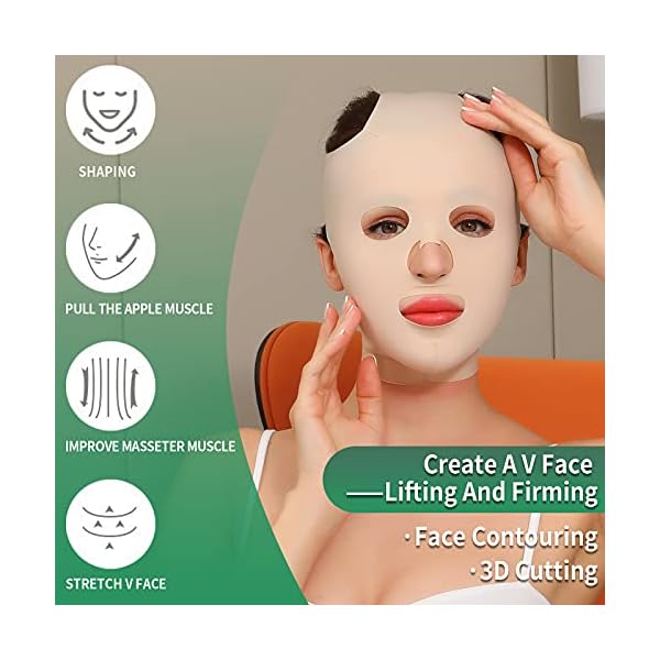 JLK-ZHOU Reusable Facial Slimming Mask Anti Wrinkle V Full Face Lifting Chin Cheek Lift up Slim Belt Band Strap Slimming Thin Mask Sleeping Belts (Full Face Belts)