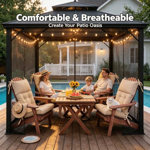 Image of QILLOWAY Outdoor Rocking Chair Cushions Set of 2, 100% Polyester Waterproof Patio Rocking Chair Cushion, High Back Weatherproof Chair Pad for Adirondack & Outdoor Furniture, Sand,Beige