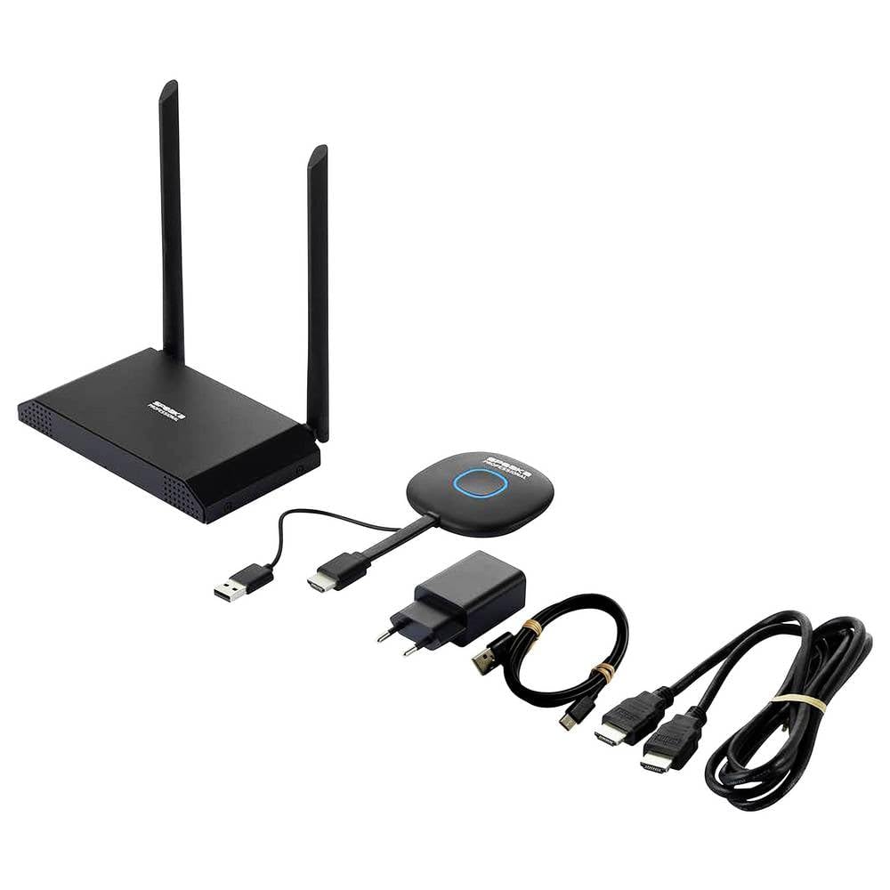 SpeaKa Professional SP-VShare Drahtloses 4K UHD Präsentationssystem 4fach Multi Viewer, Digital Whiteboard-Funktion, SI