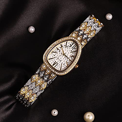 Image of Haute Sauce Women's Embellished Analog Dial with Stainless Steel Strap | Battery Power | Foldover Closure | Quartz Movement | Fashion Wrist Belt Watch for Female and Girls