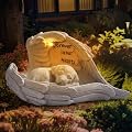ZhiYo-GD Pet Dog Solar Garden Memorial Statue – Outdoor Resin Angel Puppy with Solar Light, Guardian Angel Dog Memorial Gift for Patio, Lawn, Yard, or Garden Christmas Decor