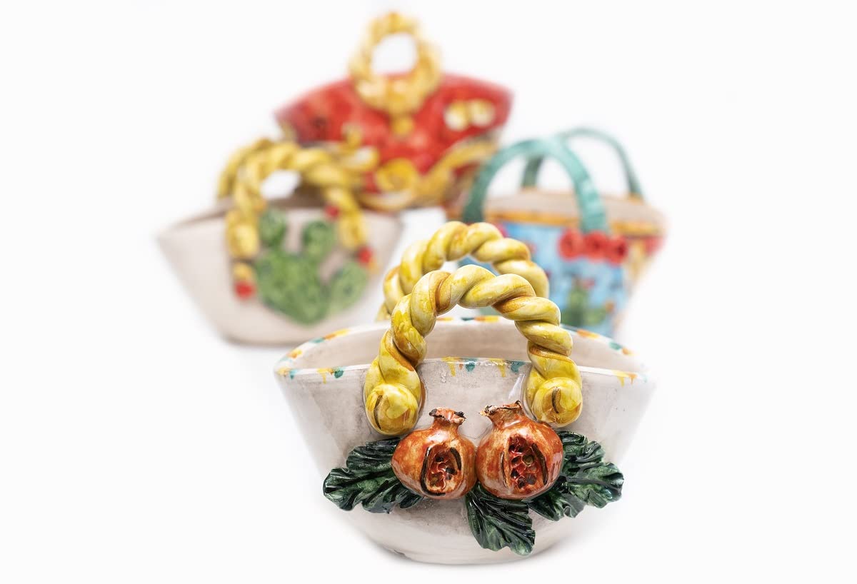 Bibelot céramique panier coffa sicilienne souvenir de Sicile 10 cm