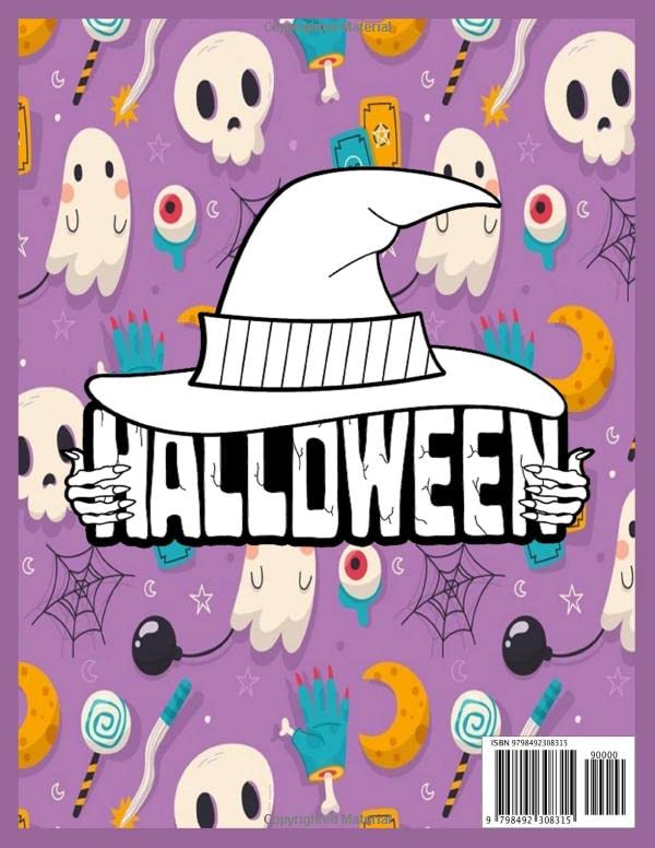 Paperback - Halloween Coloring Book,Happy Halloween Coloring Book For Toddler: Cute Spooky Big Pictures to Color Such as ... Pumpkins 🎃, Ghosts 👻, Bats ... Witches & Their Cute Cats, and many more...! image 3