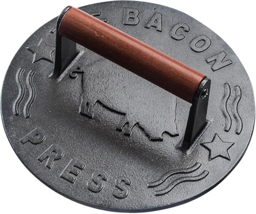 Bellemain Bacon Press 8.5-Inch Round | Heavy-Duty Cast Iron Grill Press for Perfectly Seared Bacon, Steak & Sandwiches | Equalized Weight Distribution