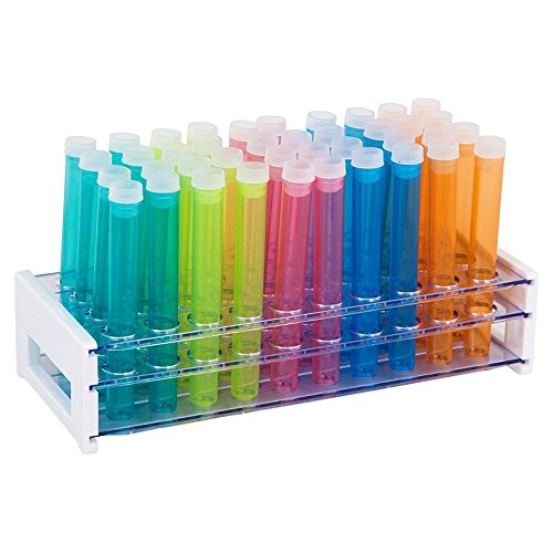 50 Tube - 16x125mm Assorted Color Plastic Test Tube Set with Caps