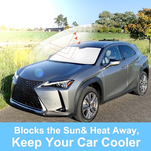 Image of Windshield Sun Shade Custom Fit for 2019-2026 Le-xus UX 200 /250h /260h /300h /300e Accessories Foldable Sunshade Sun Blocker Protect Car from Sun Rays & Heat Damage Keep Car Cooler