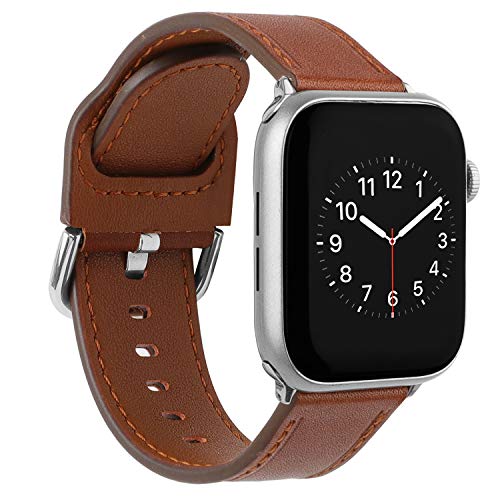 Ownaco Lederarmband Kompatibel mit Apple Watch Armband 38mm 40m 41mm, Frauen Männer Klassisch Retro Braun Leder Ersatzarmbänder für iWatch Serie 8/7/SE/6/5/4/3/2/1 Cover