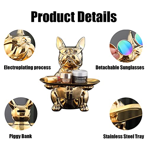 Estatua Bulldog Francés Multifuncional de Resina Dorada miniatura 5