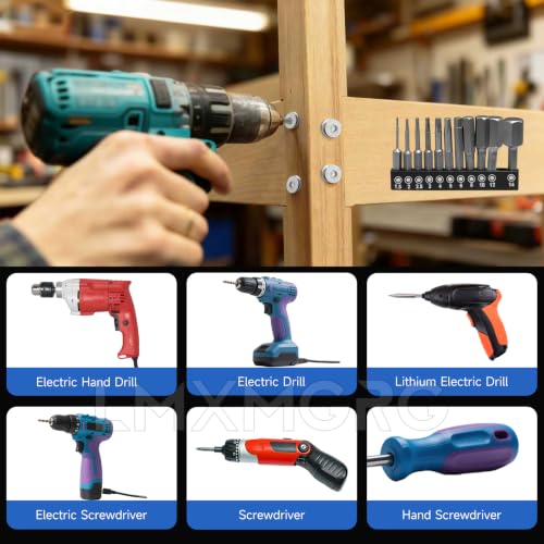 Image of 11PCS Hex Head Allen Wrench Drill Bit Set,Metric Hex Bit Set,1 /4 Inch Square Shank Impact CNC Machined Screwdriver Bits(50mm)