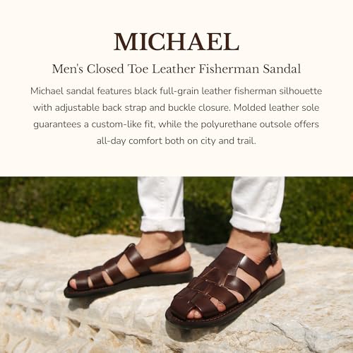 Michael - Closed Toe Leather Fisherman Sandal - Mens Sandals2