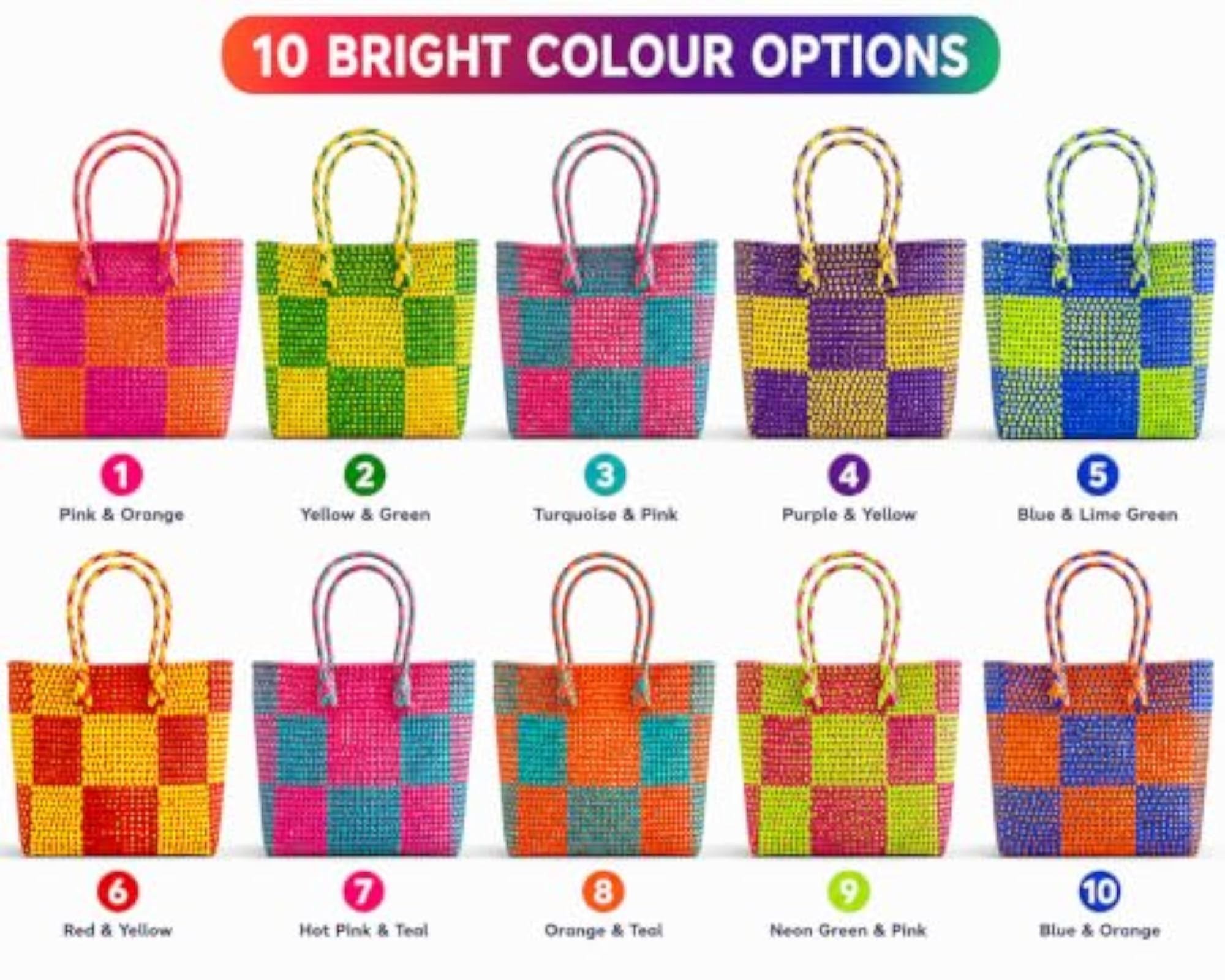Handwoven Plastic Shopping Tote Bag