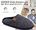 COFACE Mens Memory Foam House Slippers Slip On Cozy Scuff Plaid Shoes Indoor/Outdoor with Arch Support,Black Size 11