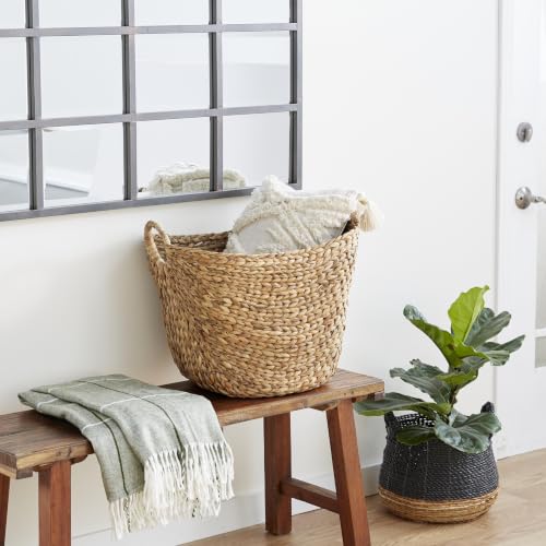 Deco-79-Seagrass-Storage-Basket-Large-Woven-Basket-20-x-18-x-19-Brown-Handmade-decorative-and-functional-basket-for-storage-with-ring-handles-baskets-for-organizing-room-decor