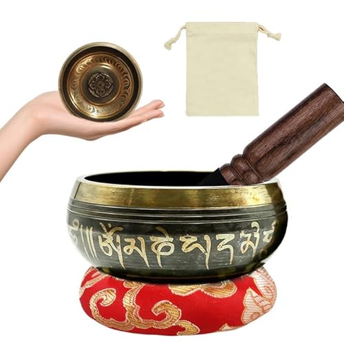 Tibetan Singing Bowl Set: Large Singing Bowl Set of 3 Pcs with Silk Cushion and Mallet, Sound Healing Meditation Gift