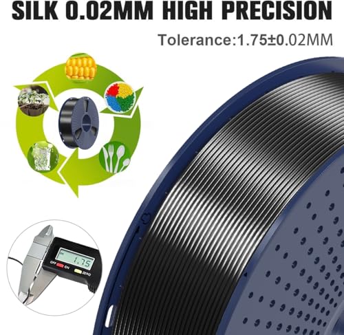 Image of SUNLU Silk Pla Plus Filament 4kg Bundle, Shiny Silk Surface Pla+ 3D Printer Filament 1.75mm ±0.02mm, Glossy 3D Printing Filament, 1kg Spool, 4 Packs. (Black)
